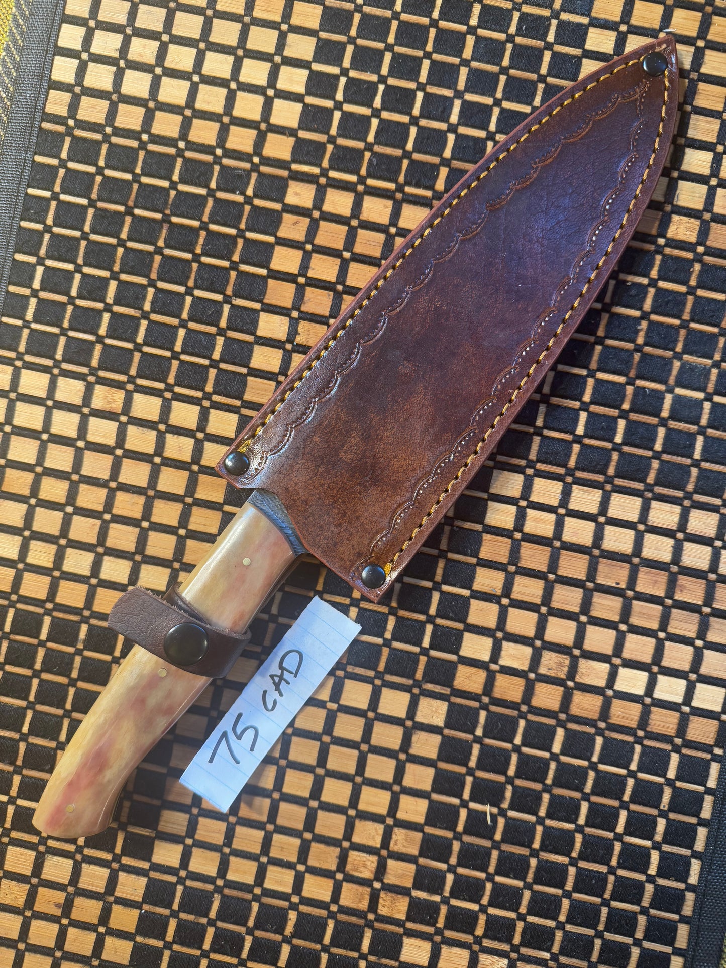 Damascus chef knife bone handle