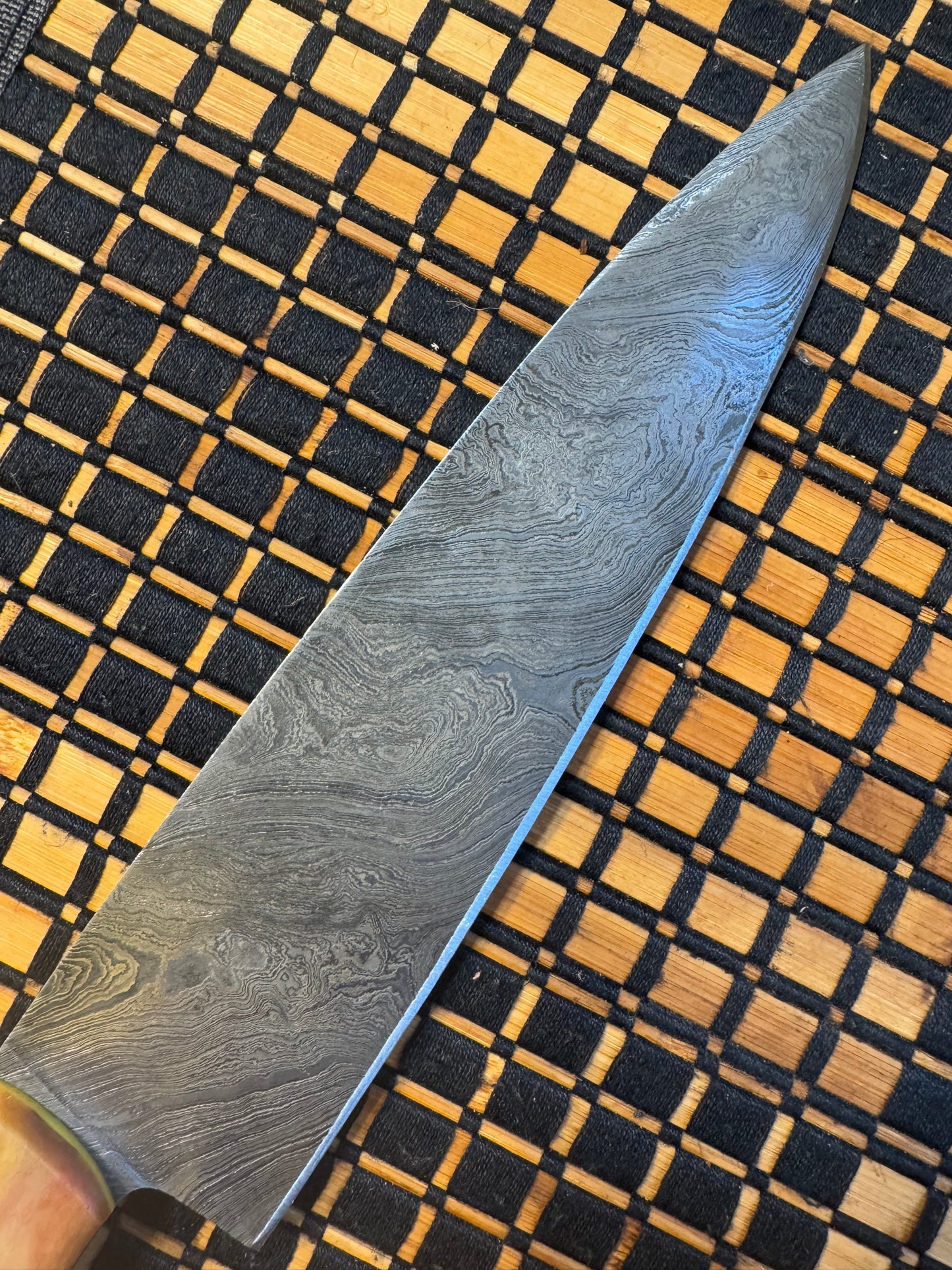 Damascus chef knife bone handle