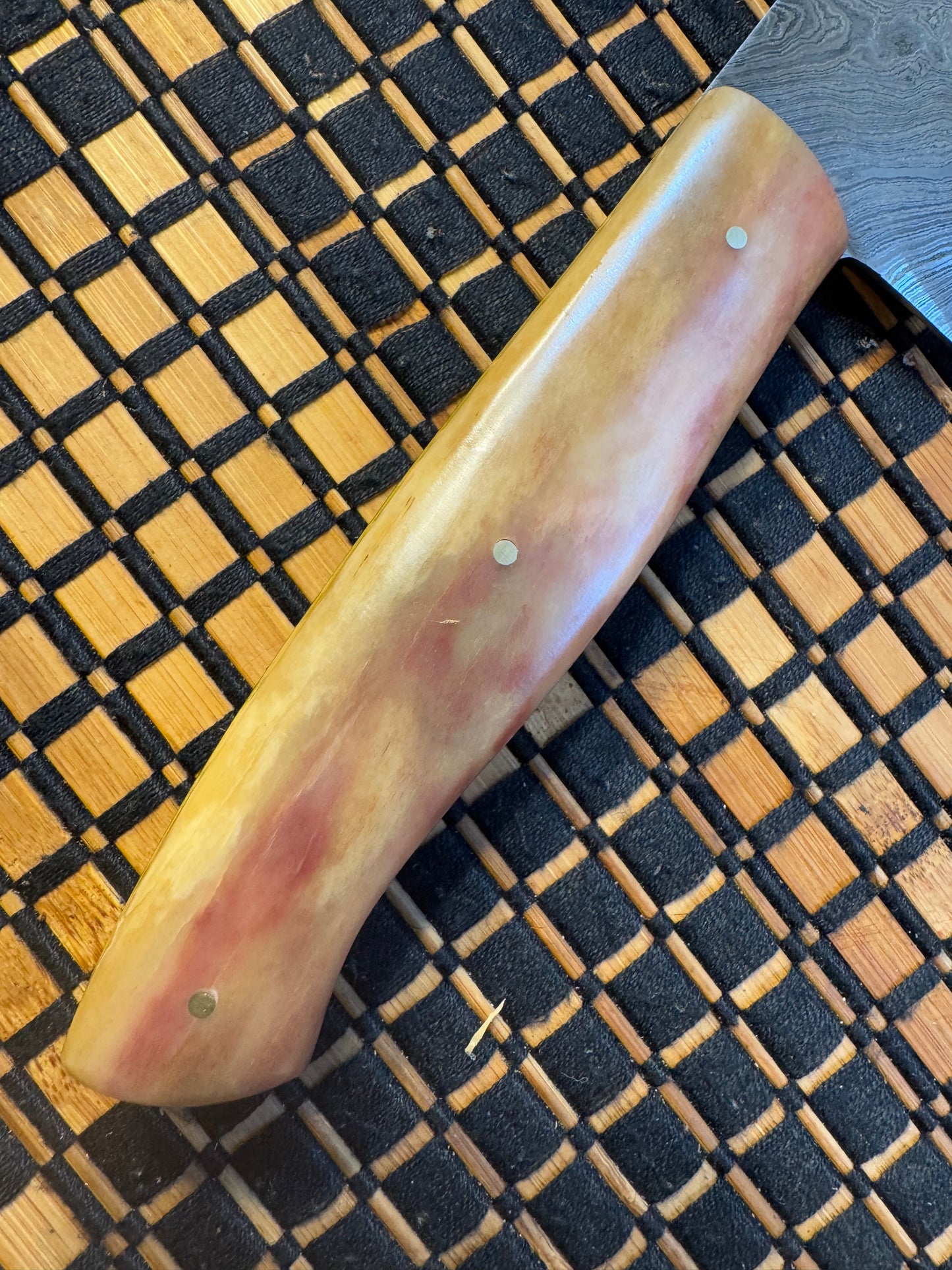 Damascus chef knife bone handle